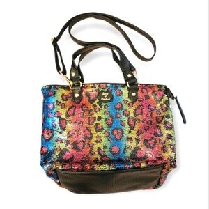 Vintage Y2K Juicy Couture Multicolor Leopard Sequins Tote Bag